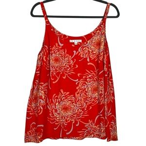 CAbi Orange Mums Floral Lovely Day Adj. Spaghetti Strap Camisole Top Size Large